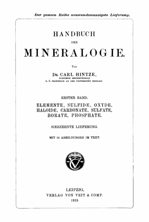 Cover image for book Elemente, Sulfide, Oxyde, Haloide, Carbonate, Sulfate, Borate, Phosphate