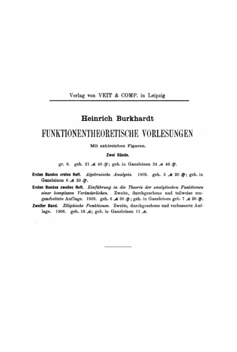 Cover image for book Elliptische Funktionen
