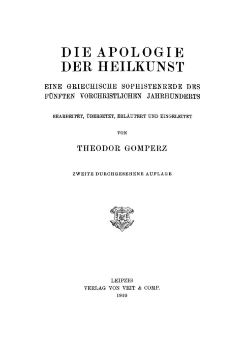 Cover image for book Die Apologie der Heilkunst