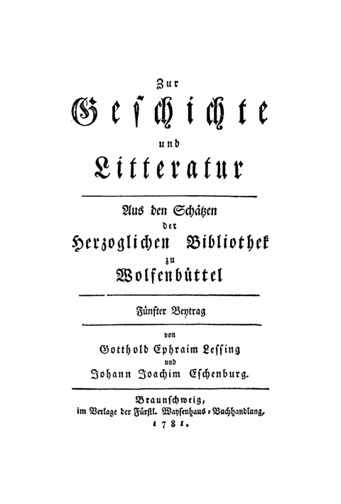 Cover image for book Gotthold Ephraim Lessing: Zur Geschichte und Litteratur. Teil 5/6