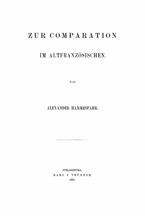 Cover image for book Zur Comparation im Altfranzösischen
