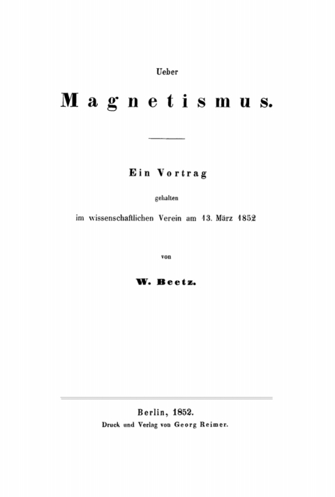 Cover image for book Ueber Magnetismus