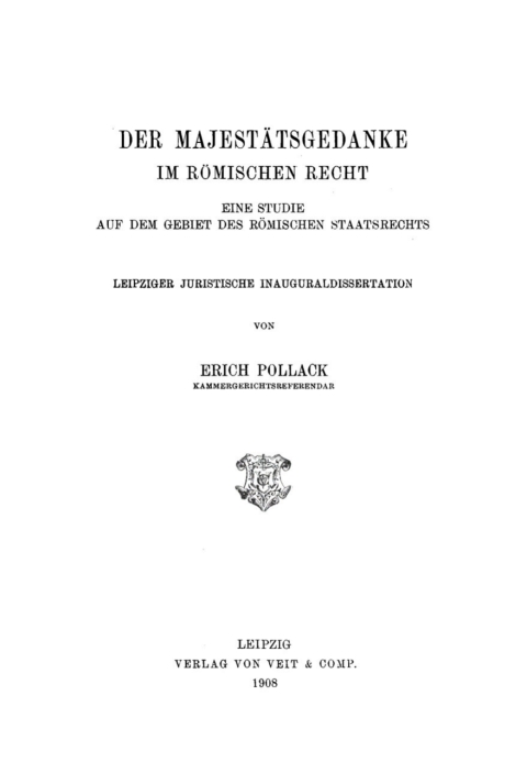 Cover image for book Der Majestätsgedanke im römischen Recht