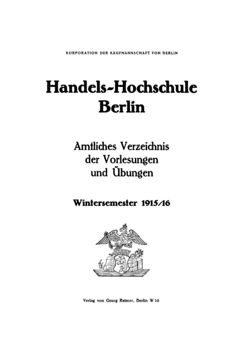Cover image for book Wintersemester 1915/16