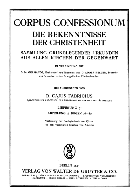 Cover image for book Abteilung 18, Bogen 76–80: Verfassung der Presbyterianischen Kirche in den Vereinigten Staaten von Amerika