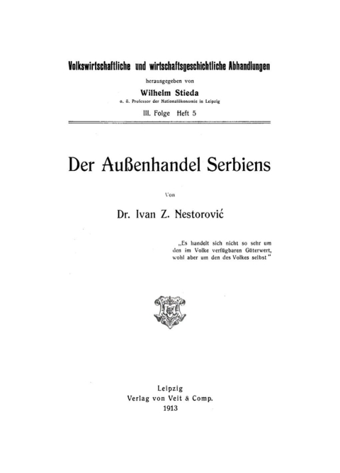Cover image for book Der Außenhandel Serbiens