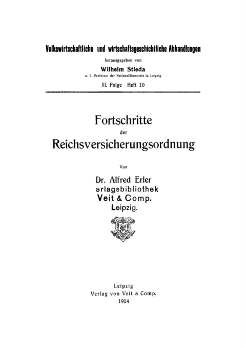 Cover image for book Fortschritte der Reichsversicherungsordnung