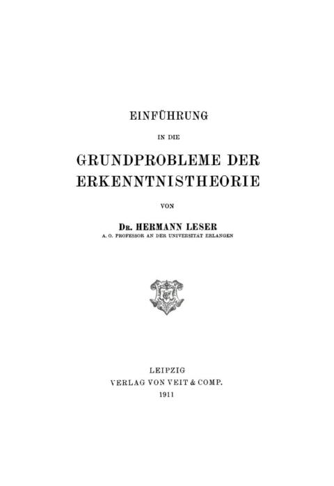 Cover image for book Einführung in die Grundprobleme der Erkenntnistheorie