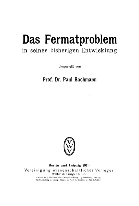 Cover image for book Das Fermatproblem in seiner bisherigen Entwicklung