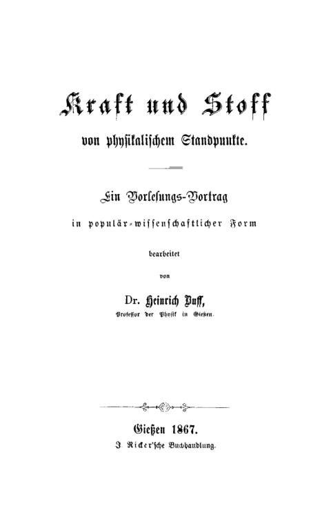 Cover image for book Kraft und Stoff von physikalischem Standpunkte