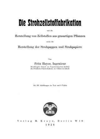 Die Strohzellstoffabrikation