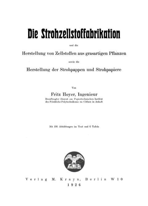 Cover image for book Die Strohzellstoffabrikation