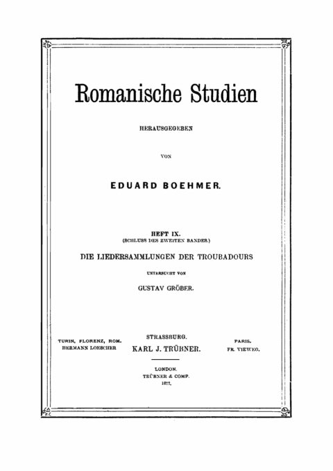 Cover image for book Die Liedersammlungen der Troubadours