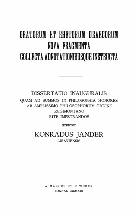 Cover image for book Oratorum et Rhetorum Graecorum Nova Fragmenta