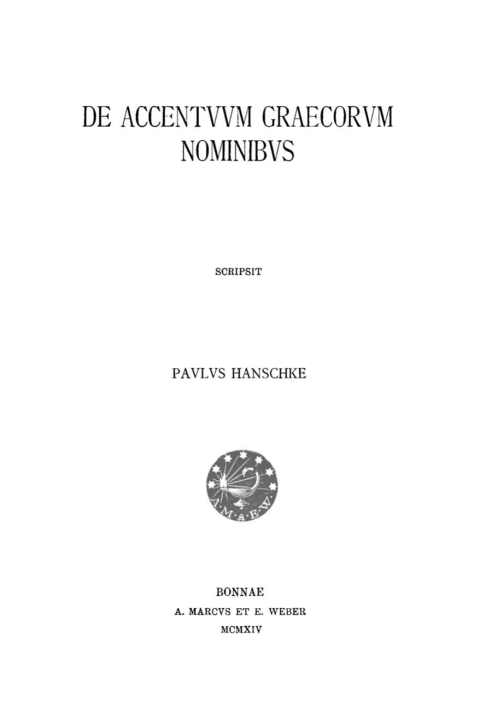 Cover image for book De Accentum Graecorum Nominibus