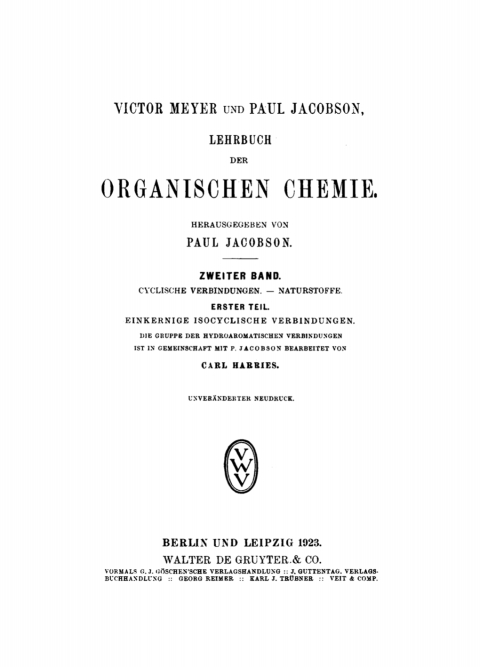Cover image for book Cyclische Verbindungen. – Naturstoffe, Teil 1: Einkernige isocyclische Verbindungen