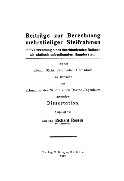 Cover image for book Beiträge zur Berechnung mehrstieliger Steifrahmen