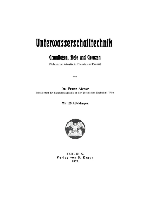 Cover image for book Unterwasserschalltechnik