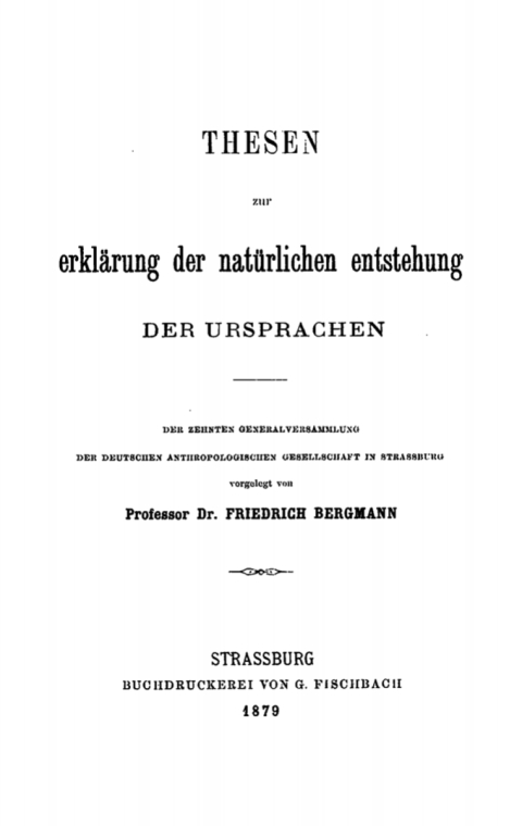 Cover image for book Thesen zur Erklärung der natürlichen Entstehung der Ursprachen