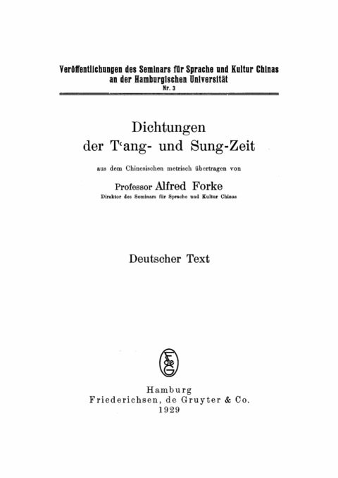 Cover image for book Dichtungen der T‘ang- und Sung-Zeit