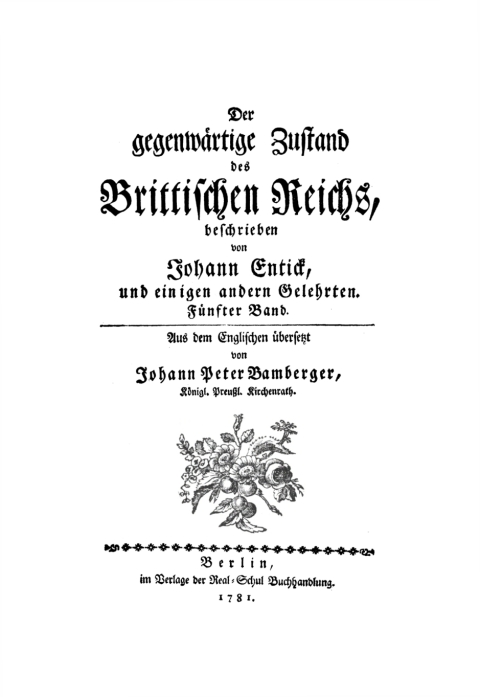 Cover image for book Johann Entick: Der gegenwärtige Zustand des brittischen Reichs. Band 5