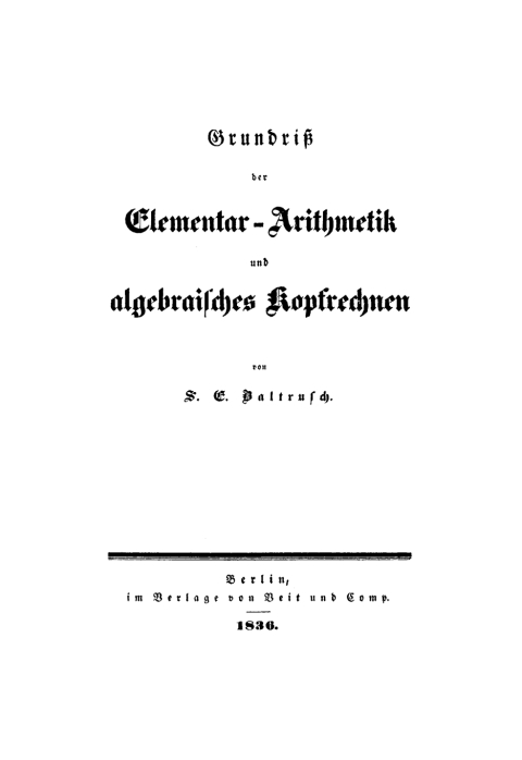 Cover image for book Grundriss der Elementar-Arithmetik und algebraisches Kopfrechnen
