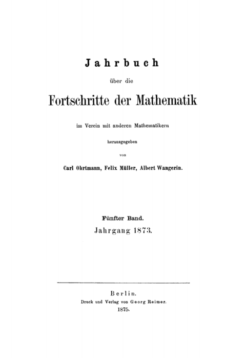 Cover image for book Jahrgang 1873