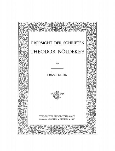 Cover image for book Übersicht der Schriften Theodor Nöldekes