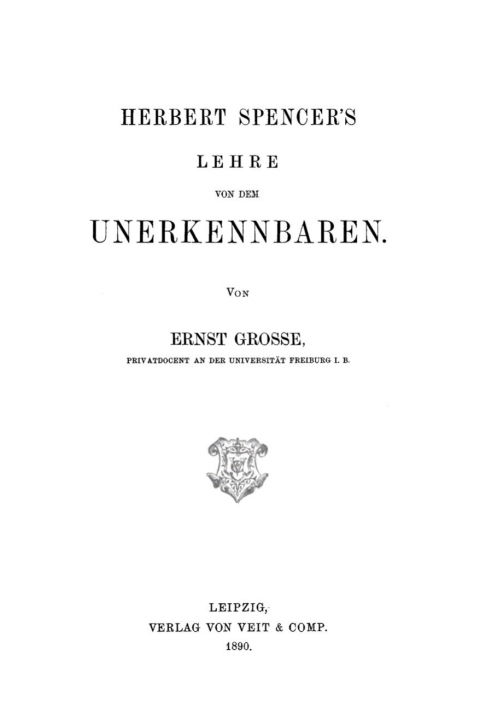 Cover image for book Herbert Spencer’s Lehre von dem Unerkennbaren