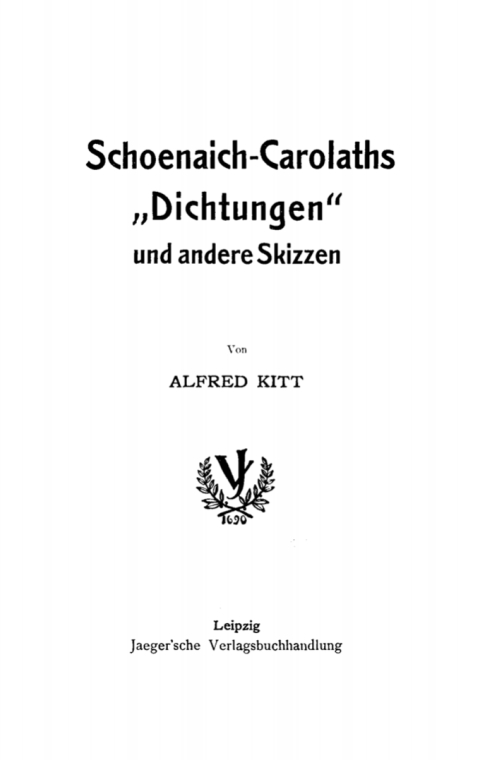 Cover image for book Schoenaich-Carolaths „Dichtungen“ und andere Skizzen