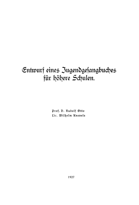 Cover image for book Entwurf eines Jugendgesangbuches für höhere Schulen