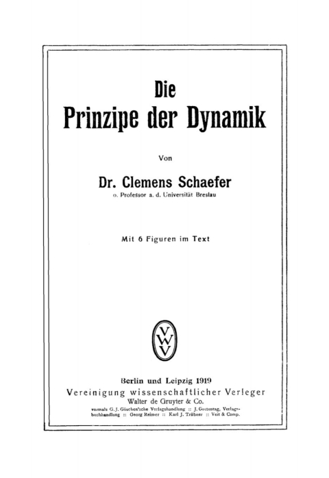 Cover image for book Die Prinzipe der Dynamik