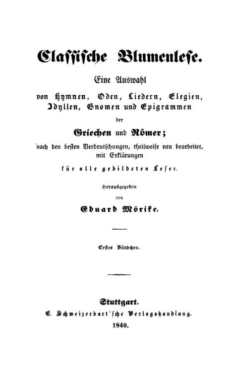 Cover image for book Classische Blumenlese