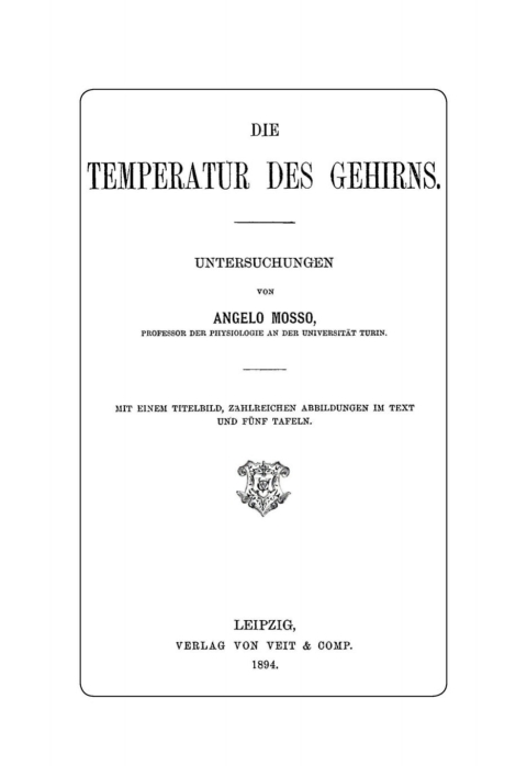 Cover image for book Die Temperatur des Gehirns