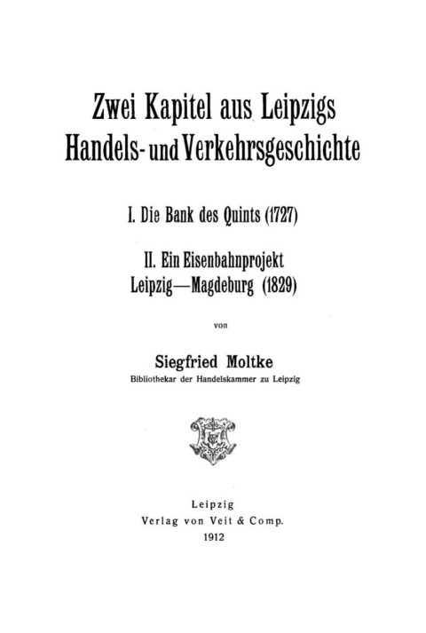 Cover image for book Zwei Kapitel aus Leipzigs Handels- und Verkehrsgeschichte