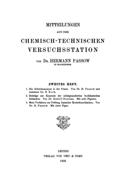 Cover image for book Mitteilungen aus der chemisch-technischen Versuchsstation von Hermann Passow in Blankenese. Heft 2