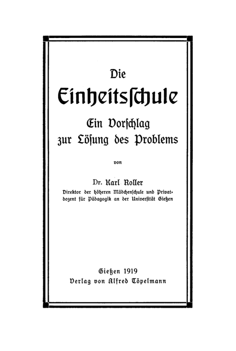 Cover image for book Die Einheitschule