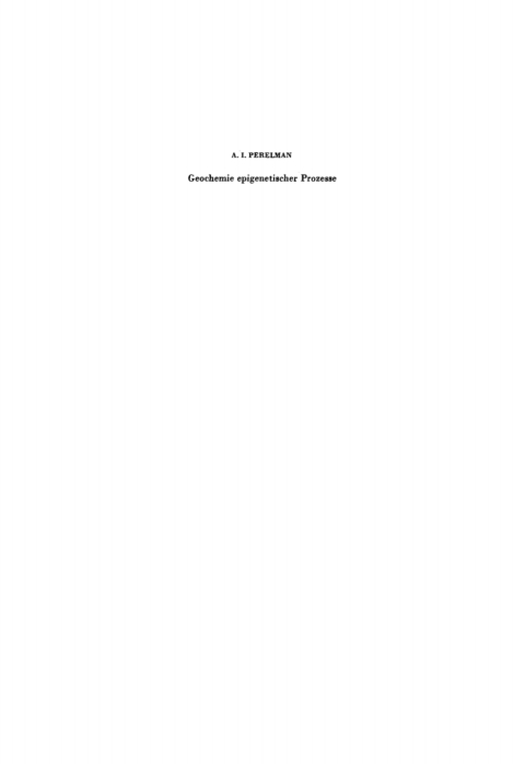 Cover image for book Geochemie epigenetischer Prozesse