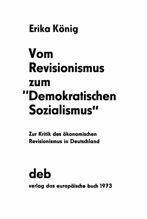 Cover image for book Vom Revisionismus zum demokratischen Sozialismus