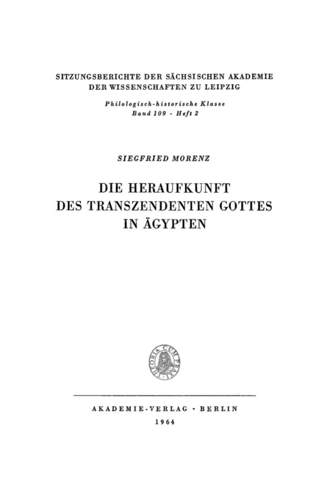 Cover image for book Die Heraufkunft des Transzendenten Gottes in Ägypten