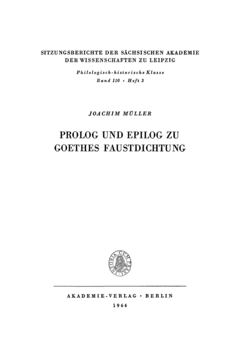 Cover image for book Prolog und Epilog zu Goethes Faustdichtung