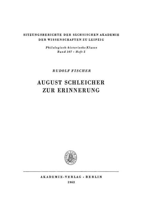 Cover image for book August Schleicher zur Erinnerung