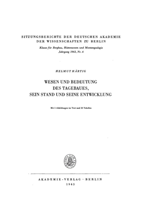 Cover image for book Wesen und Bedeutung des Tagebaues, sein Stand und Seine Entwicklung