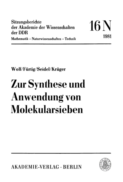Cover image for book Zur Synthese und Anwendung von Molekularsieben