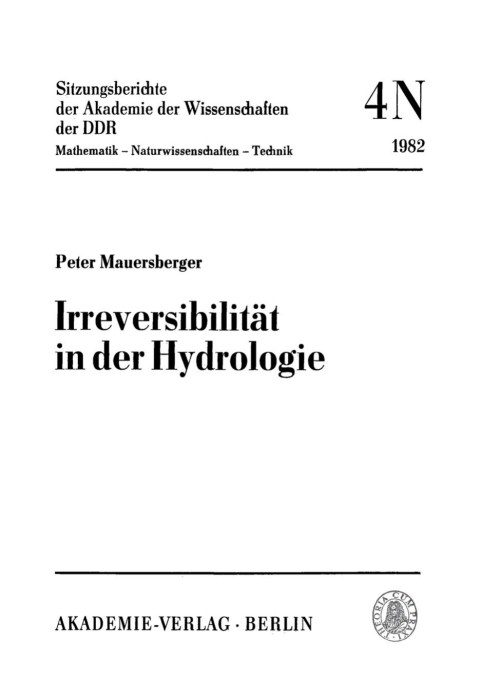 Cover image for book Irreversibilität in der Hydrologie