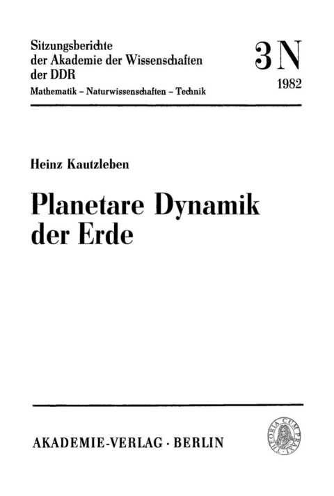 Cover image for book Planetare Dynamik der Erde