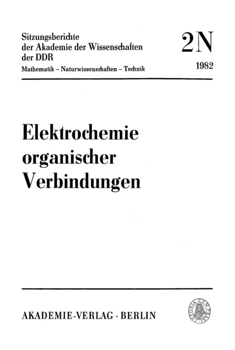 Cover image for book Elektrochemie organischer Verbindungen