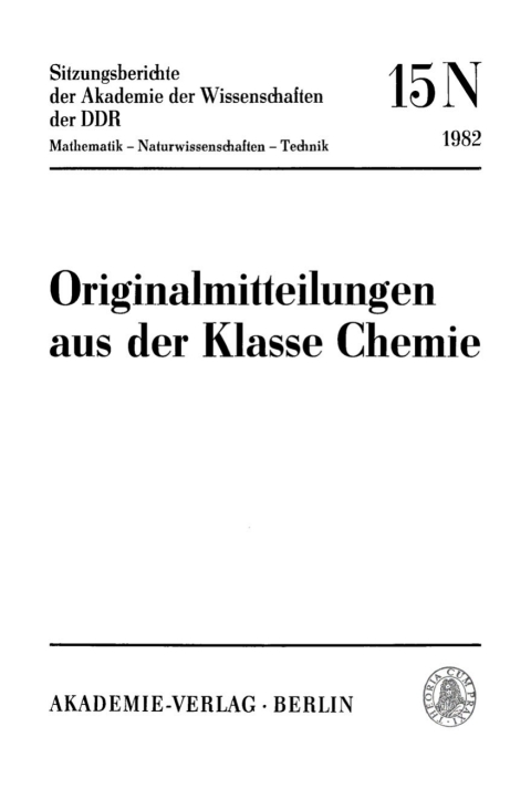 Cover image for book Originalmitteilungen aus der Klasse Chemie