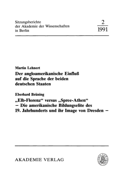 Cover image for book Der angloamerikanische Einfluß auf die Sprache der beiden deutschen Staaten