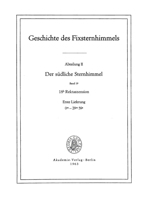 Cover image for book 18h Rektaszension, Lieferung 1: 0m–29m59s